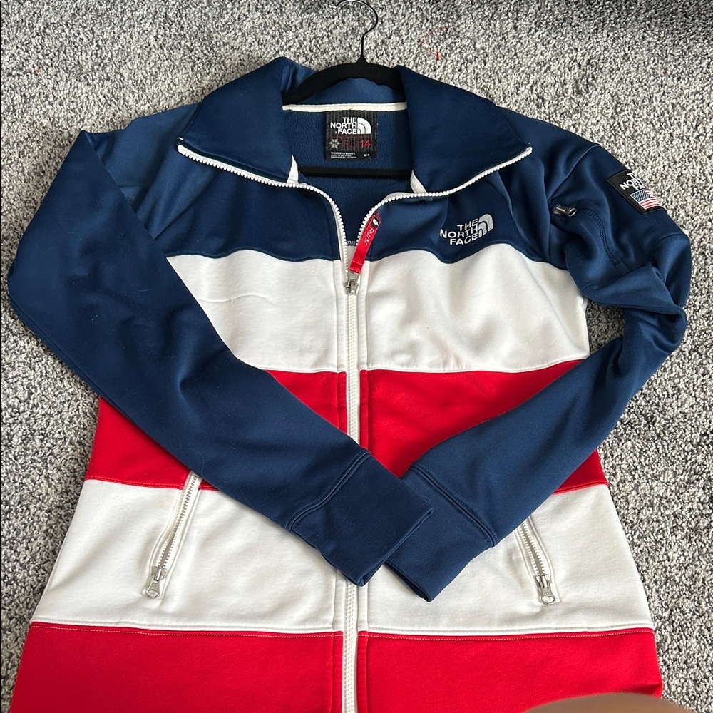 The North Face Colorblock Full-Zip Jacket in Navy, White & Red
